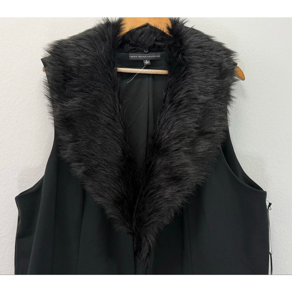 Torrid Insider Collection Faux Fur Collar Vest Black Open Front Size 3 NWOT - Picture 4 of 9